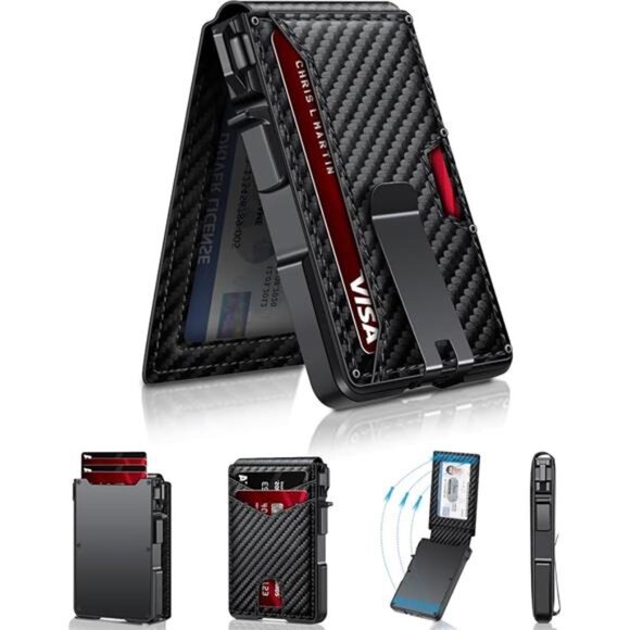 Wallet for Men, Mens Minimalist Wallet 9-13 Cards, Slim Compact Wallet with - Picture 7 of 7